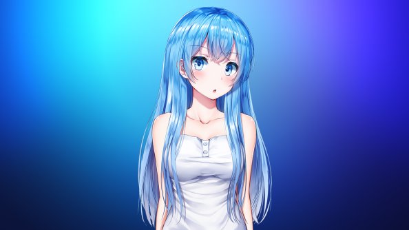Anime Girl Aqua Blue 4k