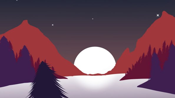 Sunset In Mountains Minimalism 8k