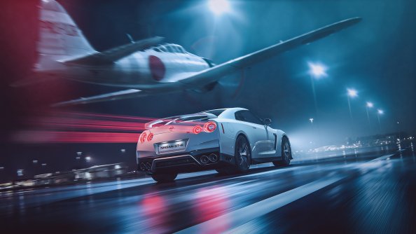 A6M2 ZERO With Nissan GTR Cgi