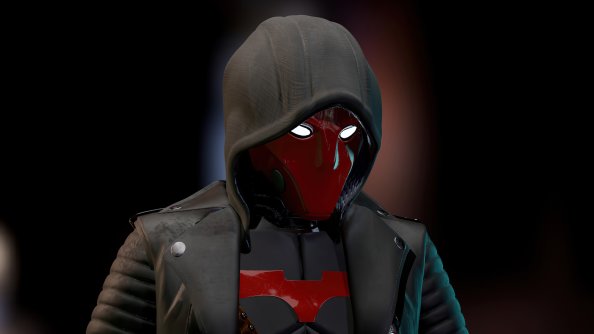 Red Hood Glowing Eyes 4k