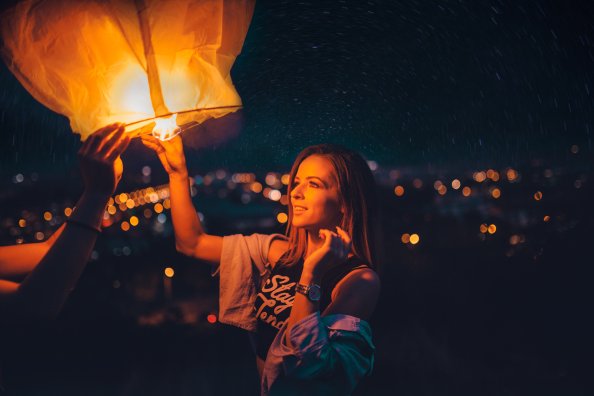 Girl Holding Paper Lantern