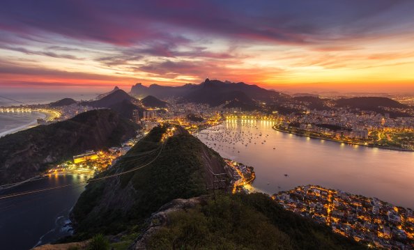 Rio De Janeiro Brazil Cityscape Evening Sunset