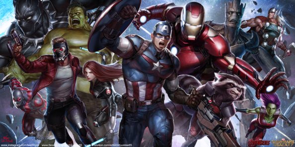Avengers And Guardians Together Artwork