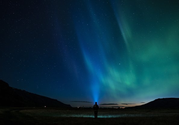 Person Standing Northern Light Aurora 4k