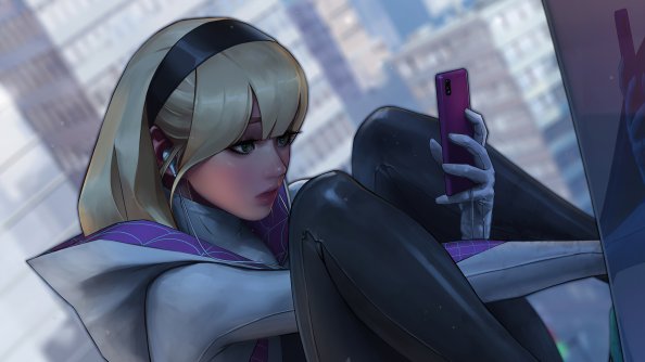 Spider Gwen Using Phone