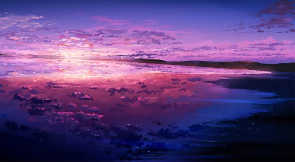 Sea Sky Clouds Illustration 4k