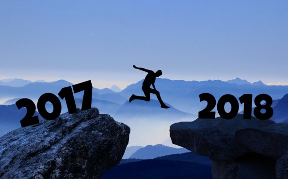 Artwork Of 2017 Year Man Jumping Into 2018