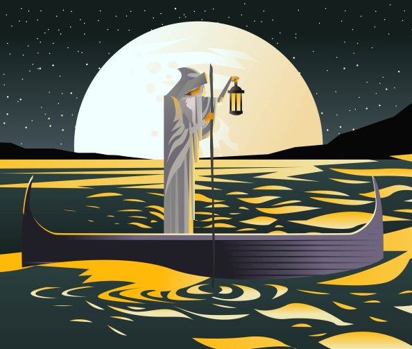 Charon With Boat Traveling In Styx Sea 10k