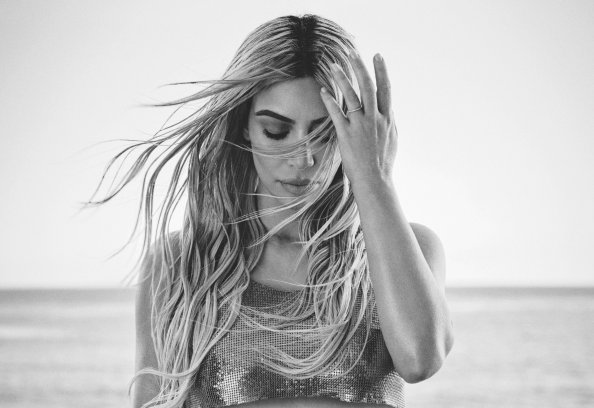 Kim Kardashian Elle 2018 Monochrome