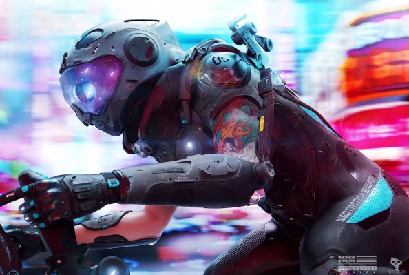 Cyberpunk Biker Digital Art