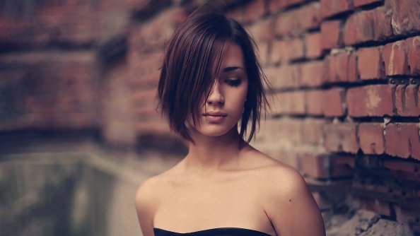 Hair Over One Eye Black Dress Girl 4k