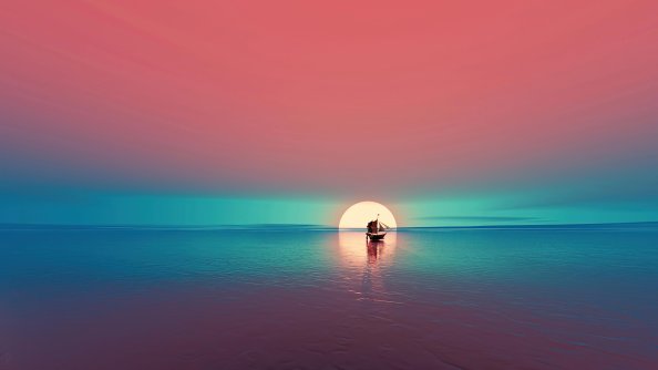 Boat Relax Minimal Sunset 4k