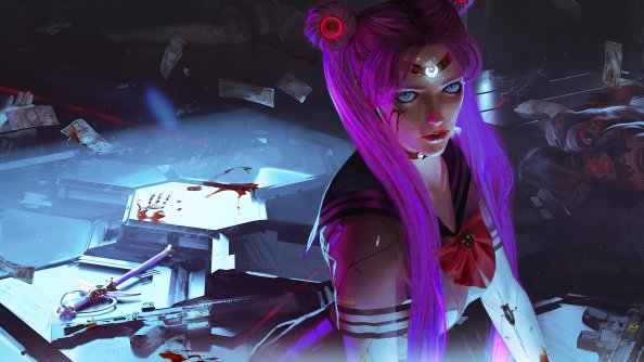 Sailor Moon Cyberpunk Girl 4k
