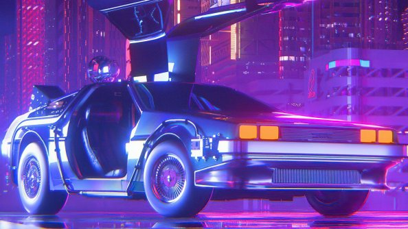 Night Life Delorean Dmc 4k
