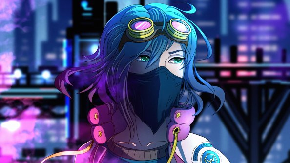 Mask Neon Girl City 4k