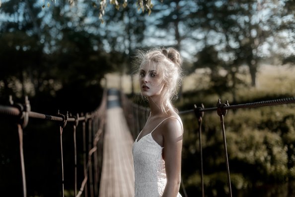 White Dress Girl On Bridge Pass 4k