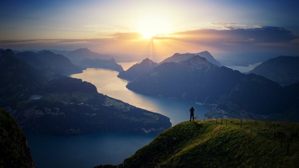 Lake Lucern Landscape Mountains