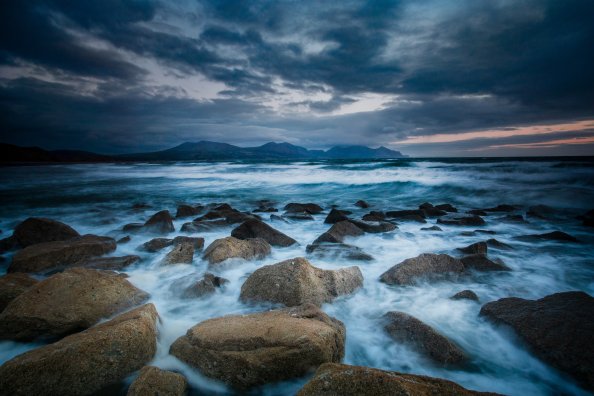 Storm Sea Rocks Long Exposure