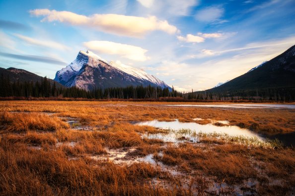 Sunset At Vermillion Lakes In Banff Canada