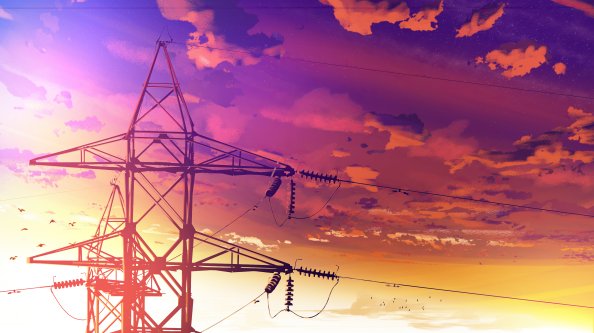 Powerlines Anime Scenery 4k