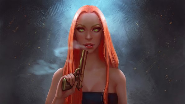 Orange Hairs Women With Gun