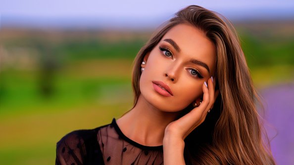 Beautiful Girl Blonde Hairs Looking At Viewer