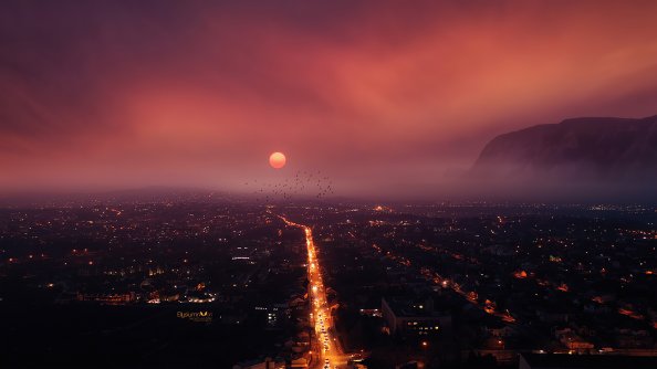 Beautiful City Morning Lights 4k