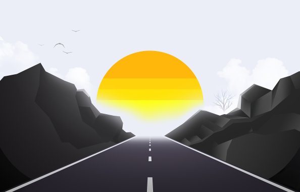Road Mist Sun Landscape Minimal 4k