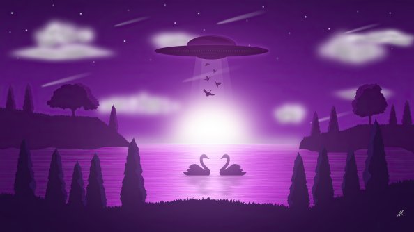 Ufo Swan Illustration