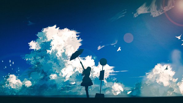 Stormy Wind Umbrella Girl 4k