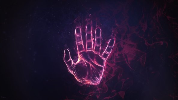 Hand Scan Blue Flames Digital Art