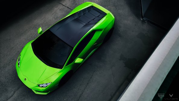 Green Lamborghini Huracan Upper View 5k