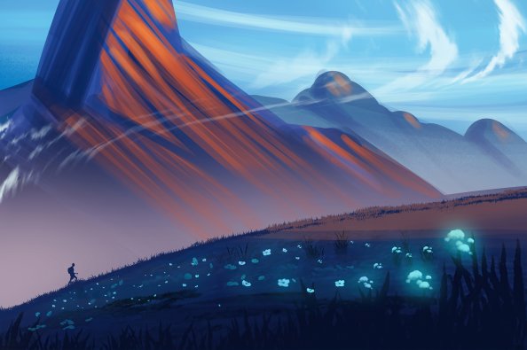 Hiker Sunrise Illustration 5k