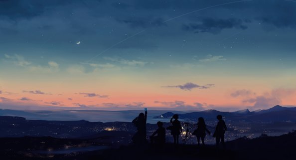 Summer Sunset Moon Clouds 4k