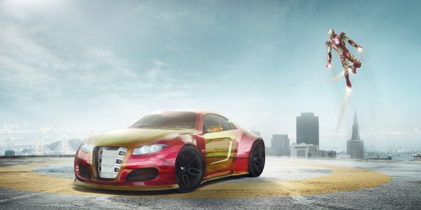Iron Man Car 4k Artwork