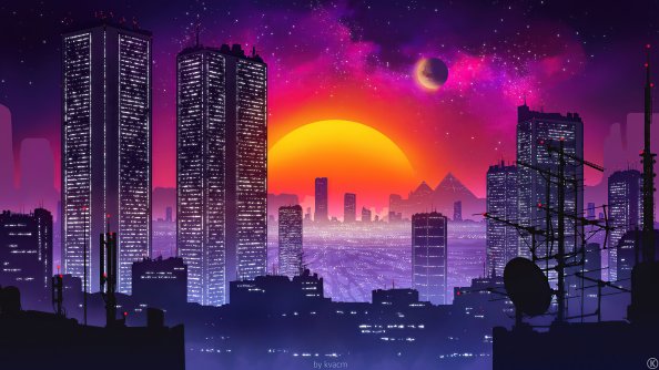 City Retrowave Sunset 5k
