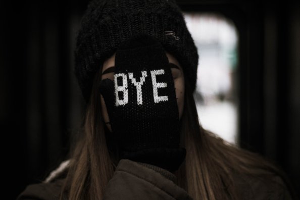 Girl Gloves Saying Bye