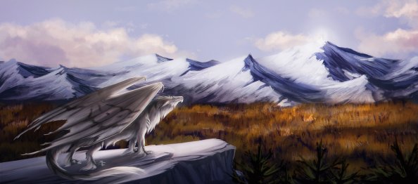 Dragon Feral Landscape Fantasy Mountain Art 5k