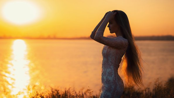 Beautiful Girl Silhouette Long Hairs 4k