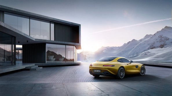 Yellow Mercedes Benz Amg GT 2019