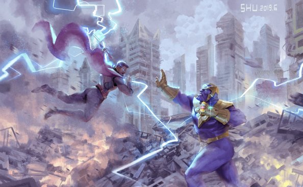 Thor Vs Thanos Art