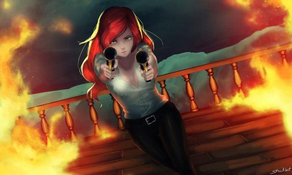 Anime Girl With Two Guns Firing