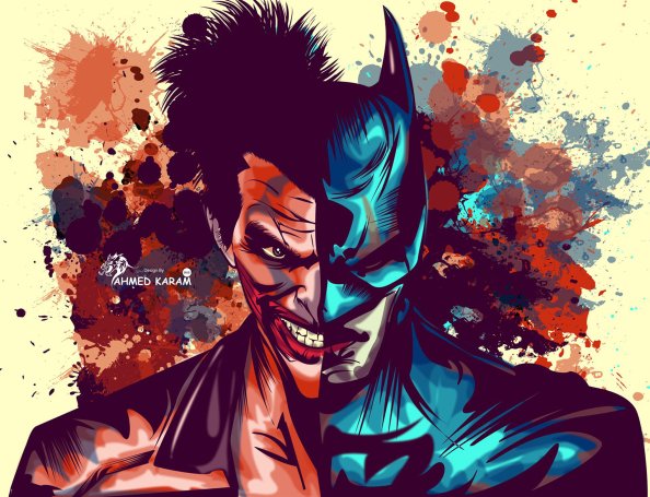Joker And Batman Faces Artwork