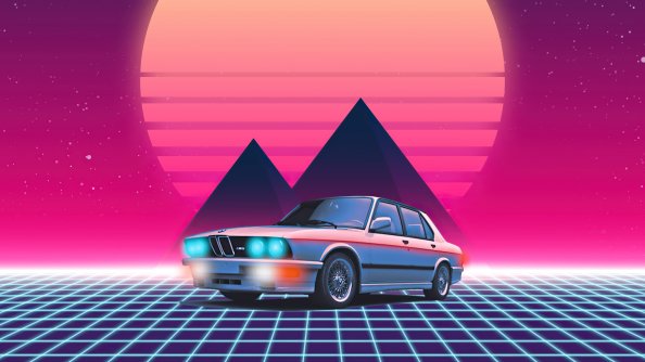 Fond Bmw Retrowave 4k