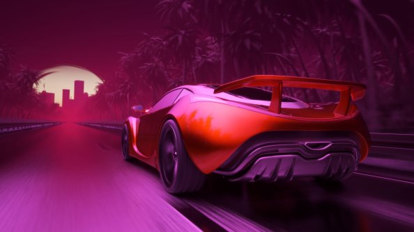 Synthwave Sport Car Artwork