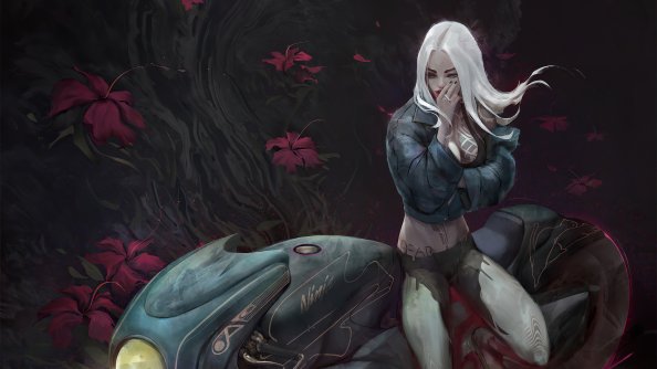 Cyberpunk Girl Bike 2020 4k