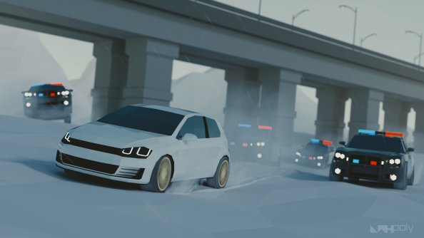 Low Poly Art Volkswagen Police Chase