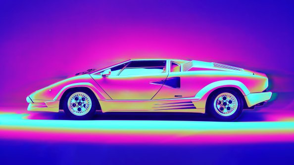 Lamborghini Countach Retro Artwork 4k