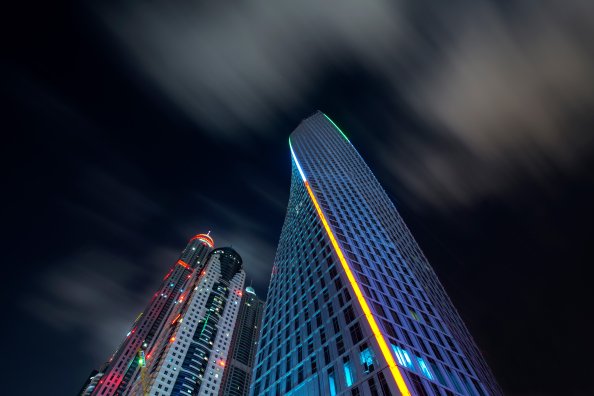 Buildings Skyscraper Dubai Nights 8k