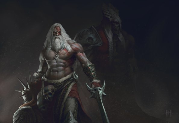 Old Beard Man With Sword Warrior
